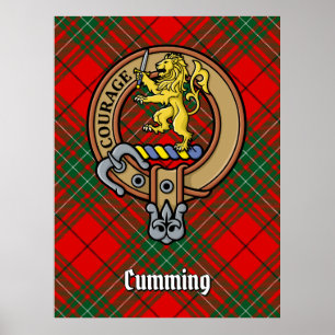 Póster Clan Cumming Escudo sobre Tartán