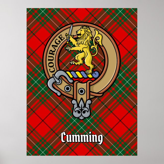 Póster Clan Cumming Escudo sobre Tartán (Frente)