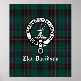 Póster Clan Davidson Escudo Badge y Tartán