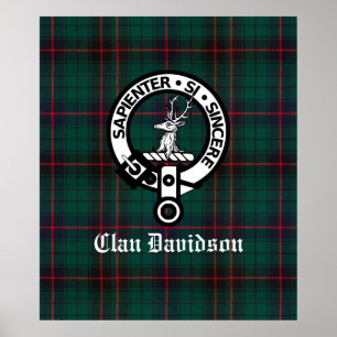 Póster Clan Davidson Escudo Badge y Tartán