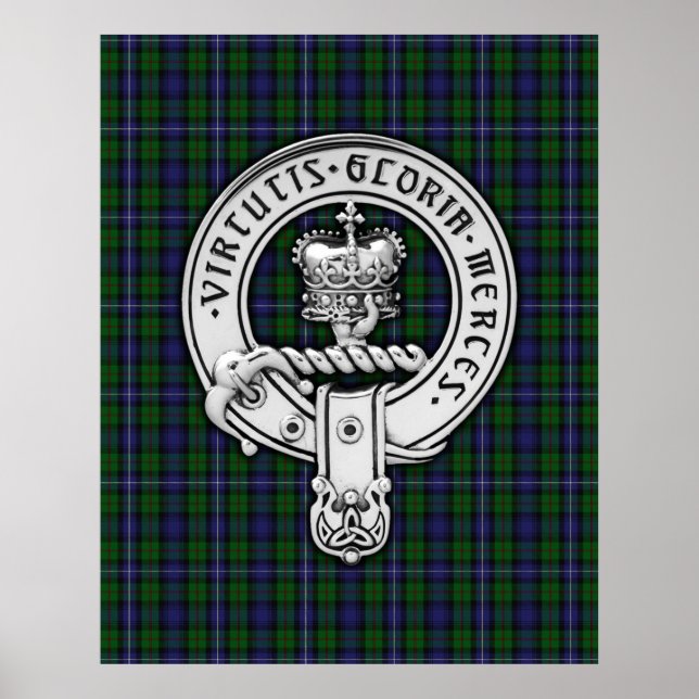 Póster Clan Donnachaidh (Robertson) Crest /Hunting Tartan (Frente)