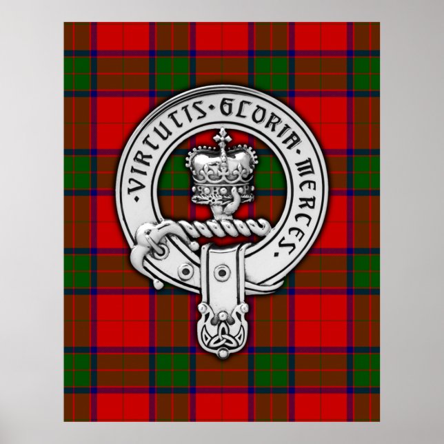 Póster Clan Donnachaidh (Robertson) Escudo y Tartán (Frente)