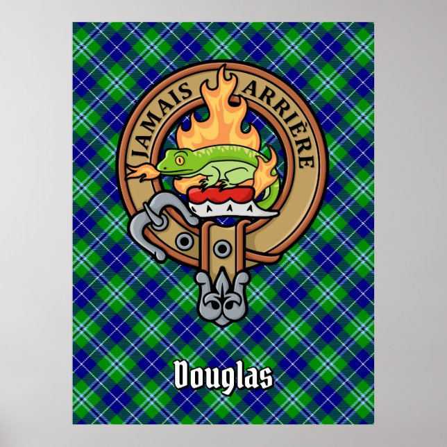 Póster Clan Douglas Escudo por Tartán (Frente)