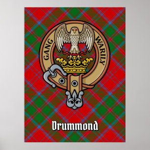 Póster Clan Drummond Escudo sobre Tartán