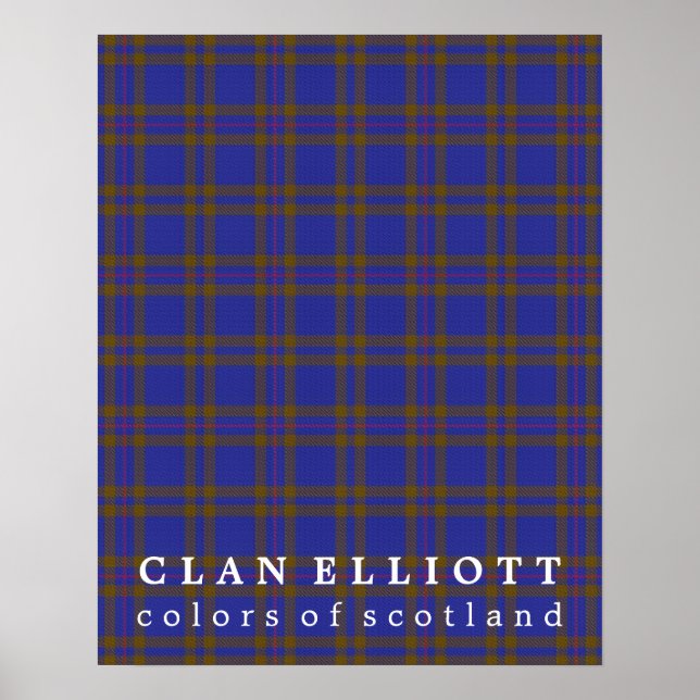 Póster Clan Elliott Colores de Escocia Tartán (Frente)