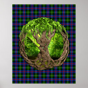 Póster Clan Farquharson Tartán Y Árbol Celta De La Vida