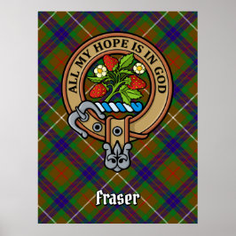 Póster Clan Fraser Escudo sobre la caza de tartán