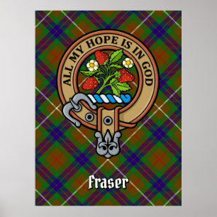 Póster Clan Fraser Escudo sobre la caza de tartán