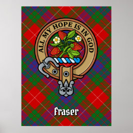 Póster Clan Fraser Escudo sobre Tartán