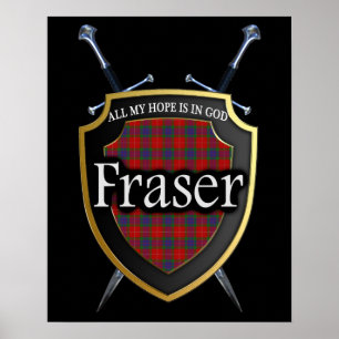 Póster Clan Fraser Scottish Shield & Swords