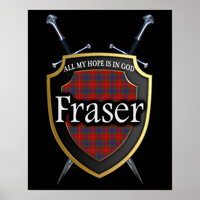 Póster Clan Fraser Scottish Shield & Swords (Frente)