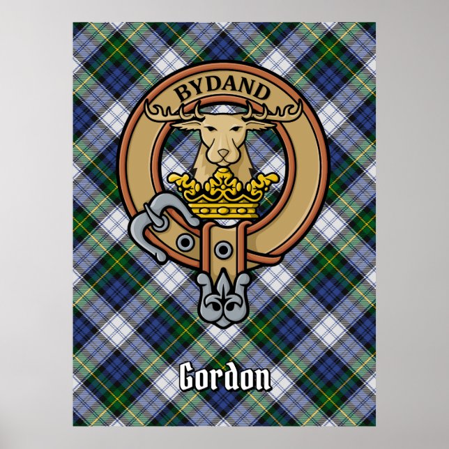 Póster Clan Gordon Escudo por Vestir Tartán (Frente)
