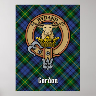 Póster Clan Gordon Escudo sobre Tartán
