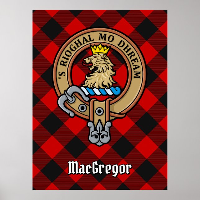 Póster Clan Gregor Escudo sobre Rob Roy Tartán (Frente)