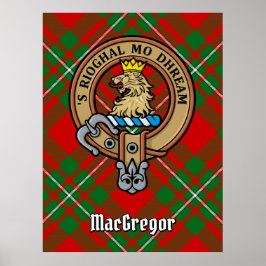 Póster Clan Gregor Escudo sobre Tartán