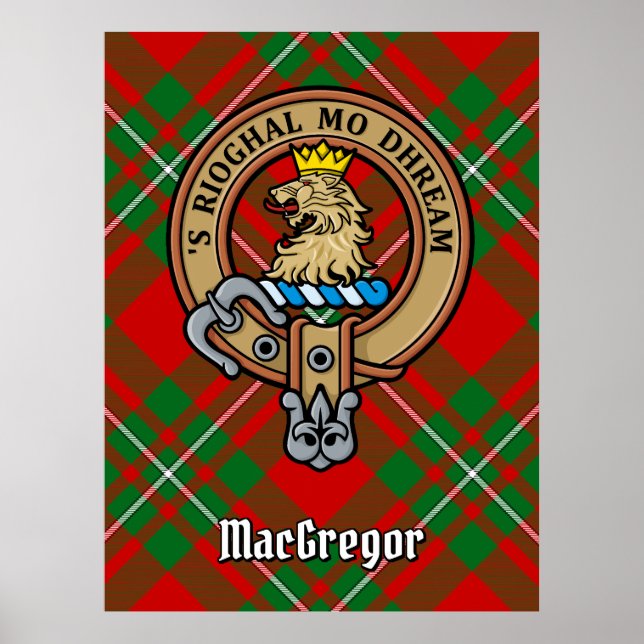 Póster Clan Gregor Escudo sobre Tartán (Frente)