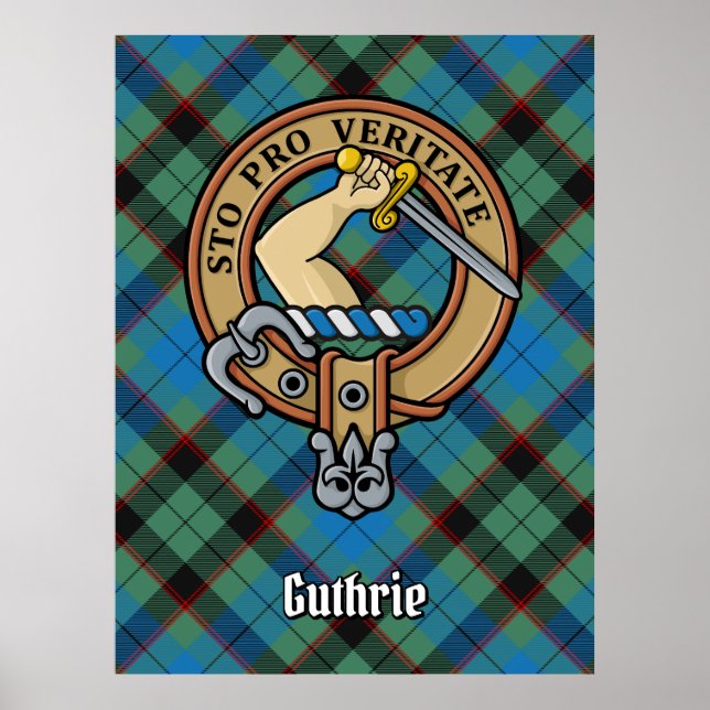 Póster Clan Guthrie Escudo por Tartán (Frente)