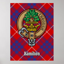 Póster Clan Hamilton Escudo sobre Red Tartán