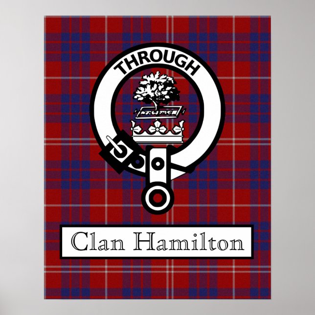 Póster Clan Hamilton Escudo y Tartán II (Frente)