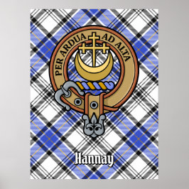 Póster Clan Hannay Escudo sobre Tartán