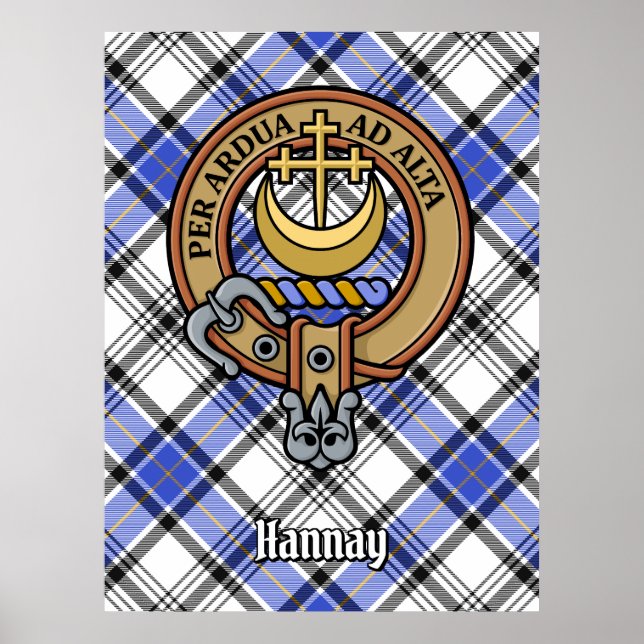 Póster Clan Hannay Escudo sobre Tartán (Frente)