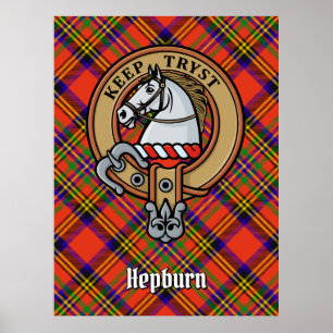 Póster Clan Hepburn Escudo sobre Tartán