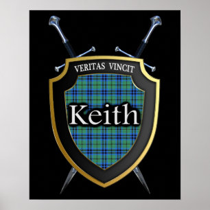 Póster Clan Keith Tartan Scottish Shield & Swords