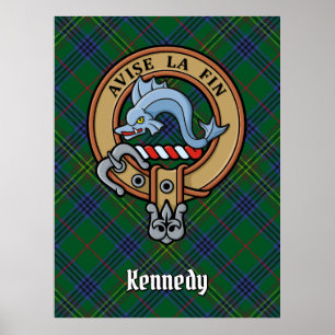 Póster Clan Kennedy Escudo sobre Tartán