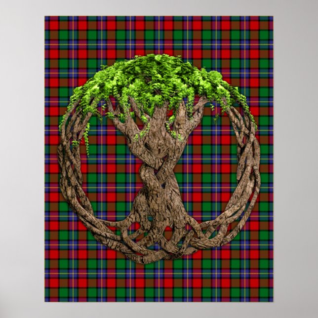 Póster Clan Kilgore Tartán Y Árbol Celta De La Vida (Frente)