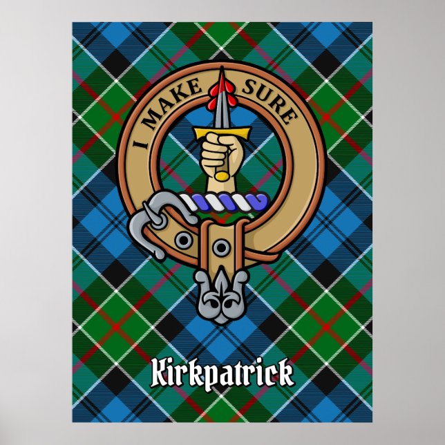 Póster Clan Kirkpatrick Escudo sobre Tartán (Frente)