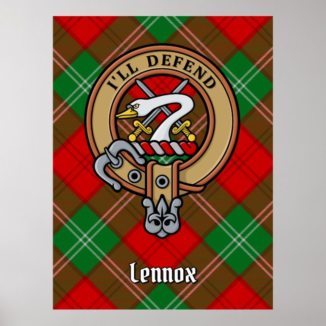 Póster Clan Lennox Escudo sobre Tartán (Frente)