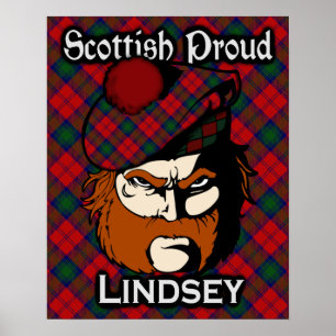 Póster Clan Lindsey Lindsay Scottish Tartan Poster