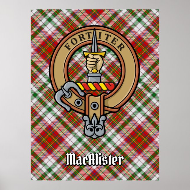Póster Clan MacAlister Escudo por Vestir Tartán (Frente)