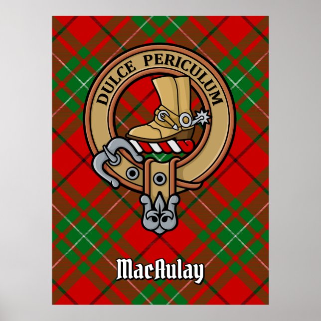 Póster Clan MacAulay Escudo sobre Tartán (Frente)