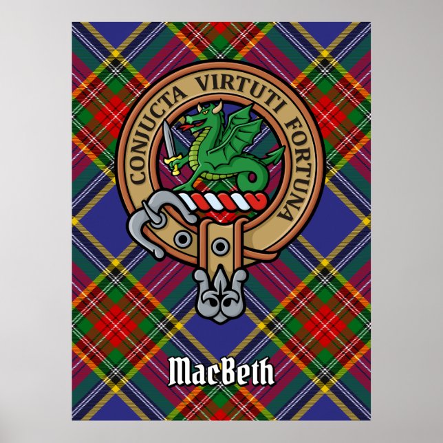 Póster Clan MacBeth Escudo sobre Tartán (Frente)
