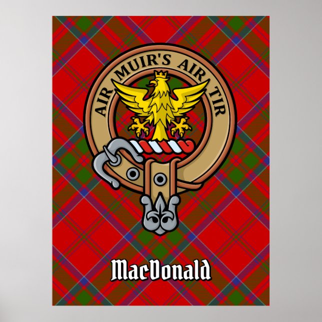 Póster Clan MacDonald de Keppoch Escudo sobre Tartán (Frente)
