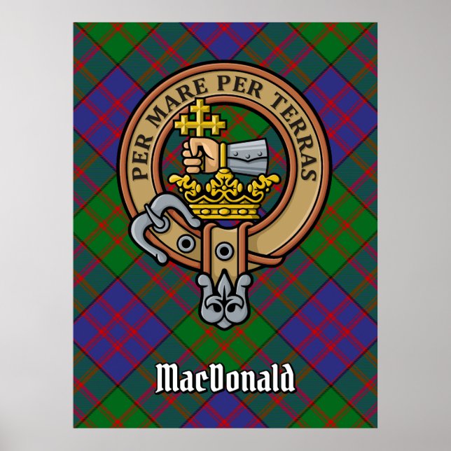 Póster Clan MacDonald Escudo por Tartán (Frente)