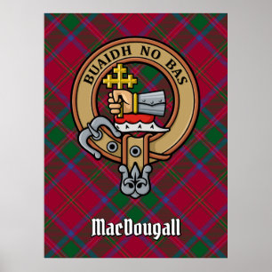 Póster Clan MacDougall Escudo sobre Tartán