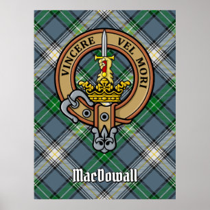 Póster Clan MacDowall Escudo sobre Tartán