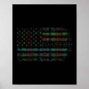 Póster Clan Macduff Caza Escocia Tartán Us Flag Kilt