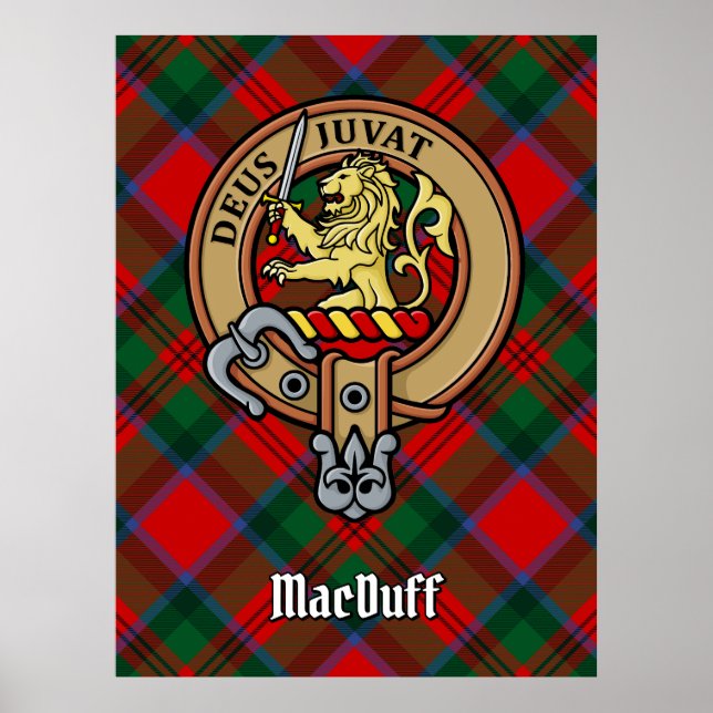 Póster Clan MacDuff Escudo sobre Tartán (Frente)