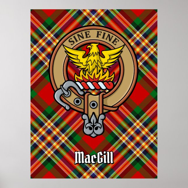 Póster Clan MacGill Escudo por Tartán (Frente)