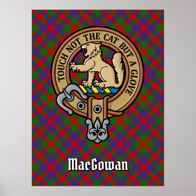 Póster Clan MacGowan Escudo sobre Tartán (Frente)