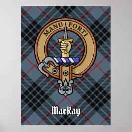Póster Clan MacKay Escudo sobre Blue Tartán