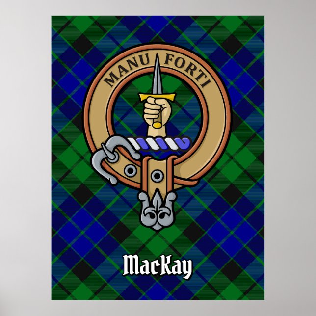 Póster Clan MacKay Escudo sobre Tartán (Frente)