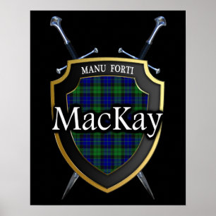 Póster Clan MacKay Tartan Scottish Shield & Swords