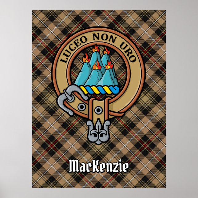 Póster Clan MacKenzie Escudo sobre la caza de tartán (Frente)