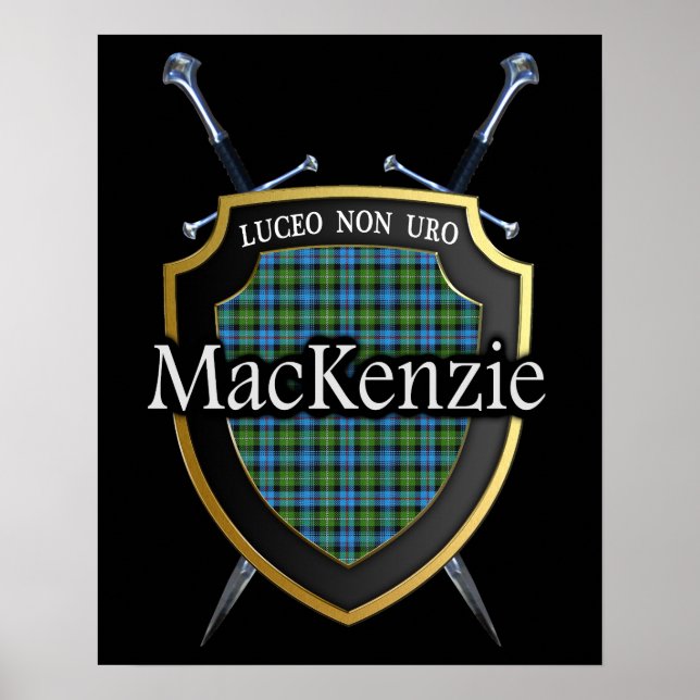 Póster Clan MacKenzie Tartan Scottish Shield & Swords (Frente)