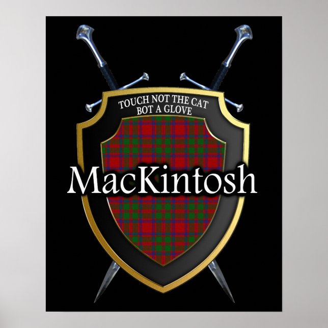 Póster Clan MacKintosh Tartan Scottish Shield & Swords (Frente)