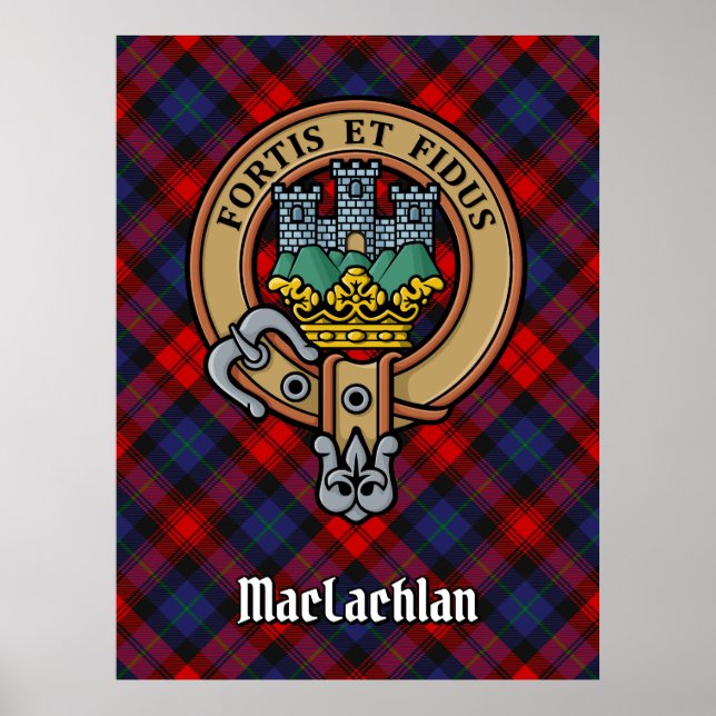 Póster Clan MacLachlan Escudo sobre Tartán (Frente)